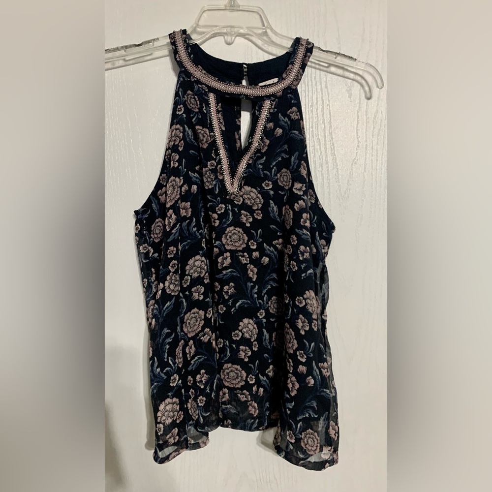 Hollister Floral Print Halter Neck Tank Top